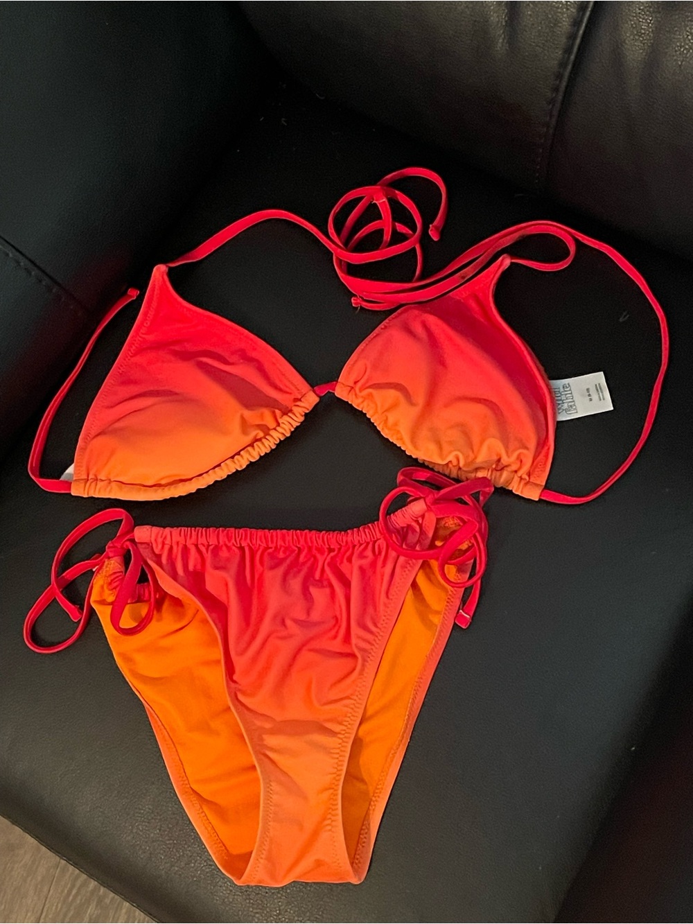 Wild affable Two-Piece bikini swim suit Ombre Red-Orange Tie Bikini summer